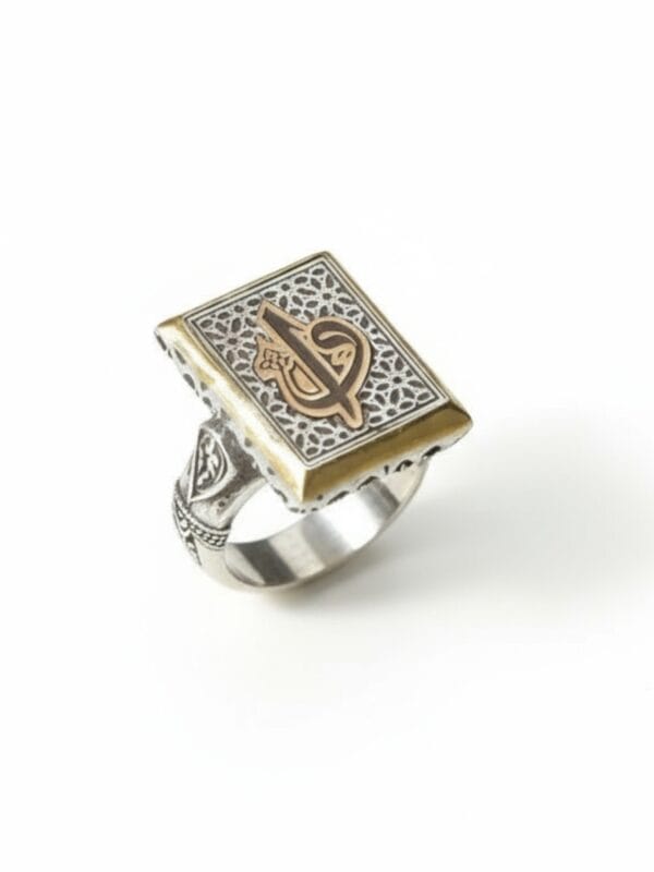 Elif Vav işlemeli 925 ayar gümüş erkek yüzük
