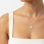 Kadın gümüş çınar yaprağı motifli kolye