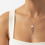 Doğal Taşlı Balık Gümüş Kadın Kolye