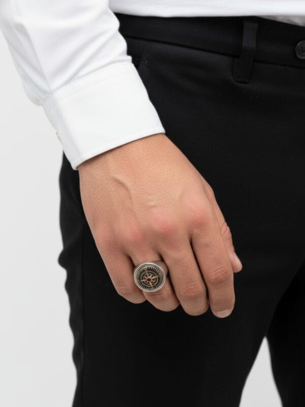 pusula işlemeli erkek yüzük