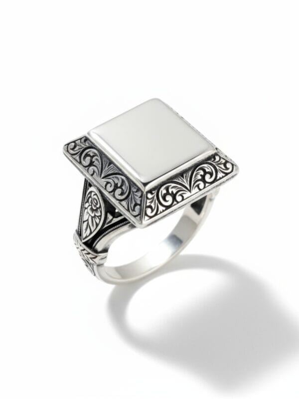 Erkek gümüş yüzük kişiselleştirilebilir taşsız gümüş erkek yüzük