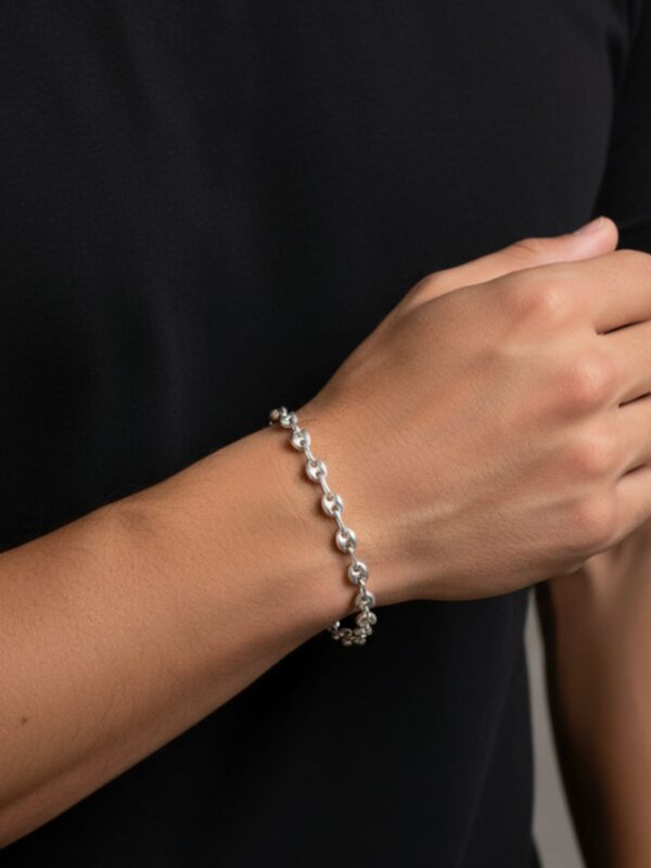 Alternative view of Gümüş İtalyan gemici erkek bileklik