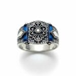 Mavi Taşlı Erkek Gümüş Yüzük | Modern Tasarım