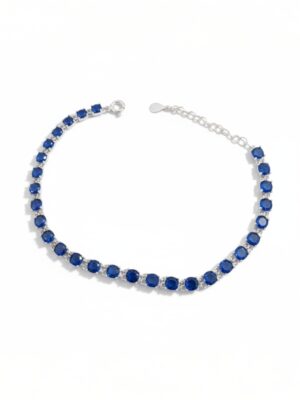 pırlanta modeli mavi taşlı suyolu gümüş bileklik