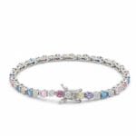 Renkli taşlı ithal suyolu gümüş bileklik