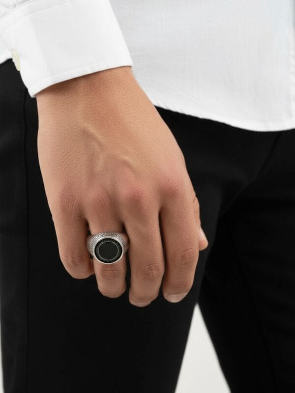 Alternative view of 925 gümüş | Siyah oniks taşlı Erkek yüzük