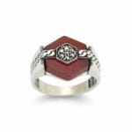 925 gümüş | Grek motifli Akik taşlı erkek yüzük