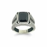 925 gümüş |  Siyah taşlı sade Erkek yüzük
