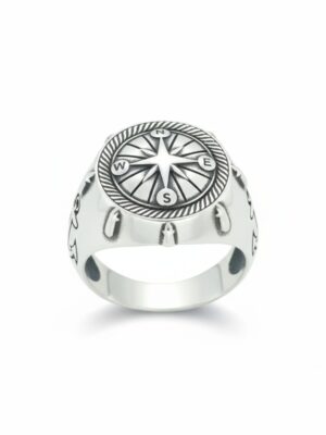Taşsız pusula model gümüş erkek yüzük