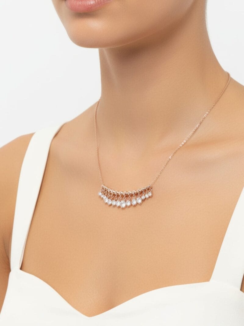 rose gold zirkon taşlı kadın kolye