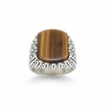 Kaplangözü taşlı sade gümüş erkek yüzük