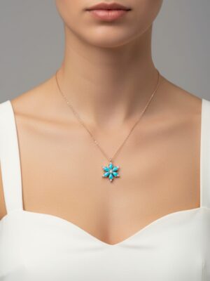 dahlia mavi taşlı kadın gümüş kolye modelimiz