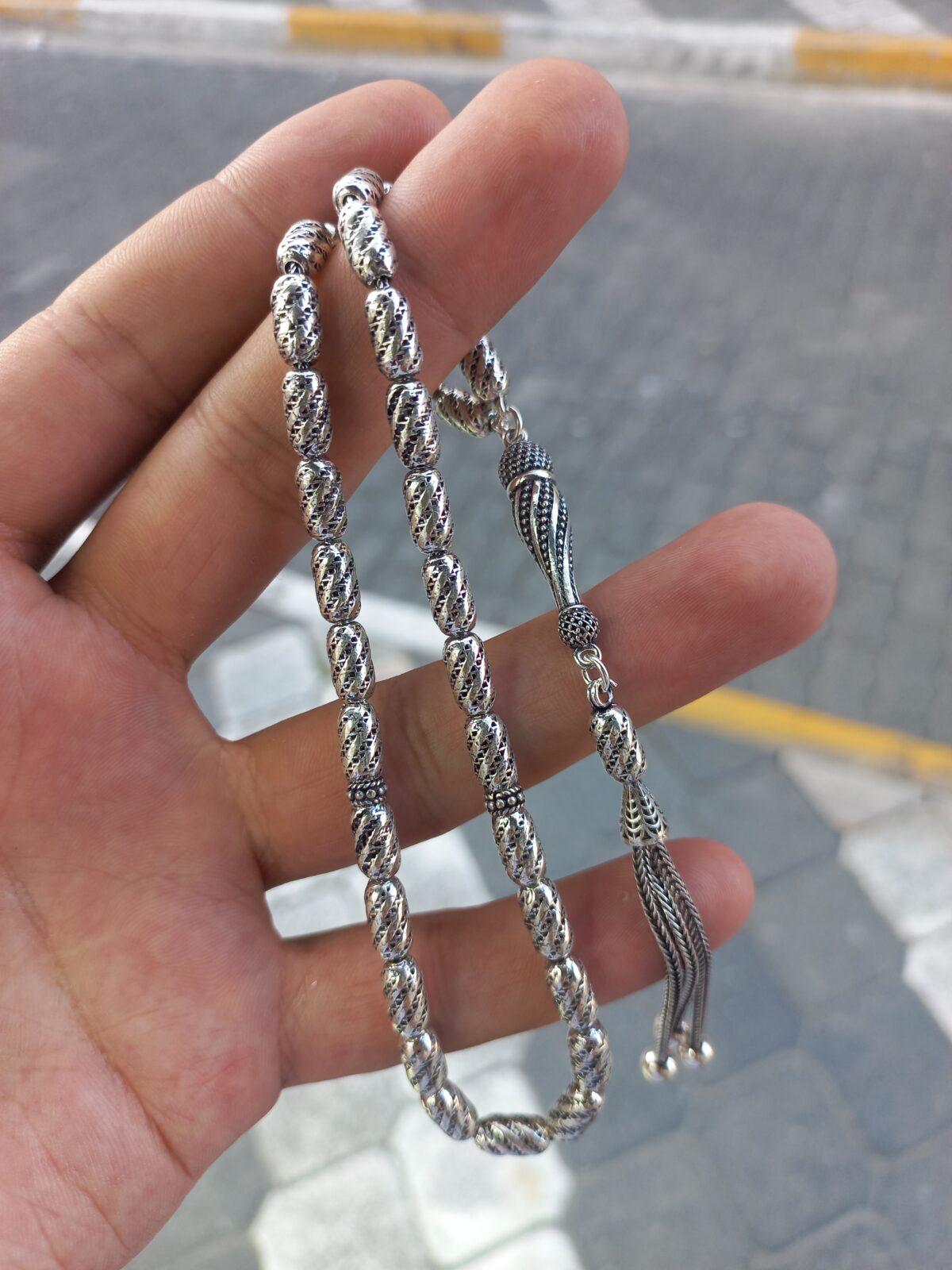 Kapsül Kesim Gümüş Tesbih | 5x10 mm | 925 Ayar Gümüş - Görsel 3