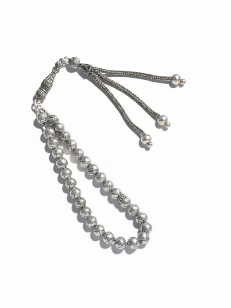 bilek boy 6 mm kazaziye gümüş tesbih