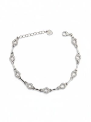 damla montür zirkon taşlı abiyelik gümüş bileklik modeli