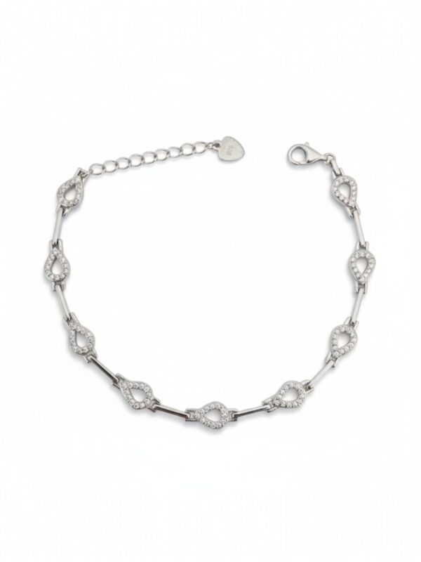 damla montür zirkon taşlı abiyelik gümüş bileklik modeli