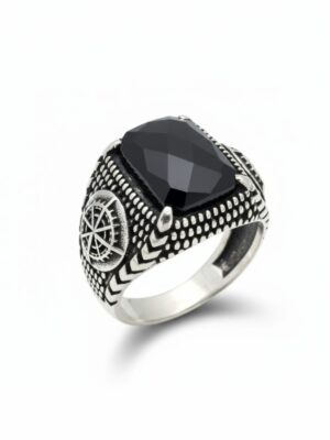 Dümen motifli erkek gümüş yüzük