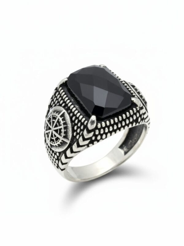 Dümen motifli erkek gümüş yüzük