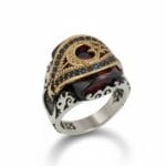 Kemerli Ayyıldız Erkek Gümüş Yüzük | 925 Ayar Gümüş