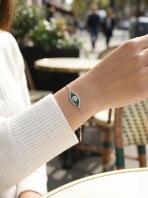 Yeşil doğal malahit taşlı göz bileklik