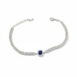 Mavi Taşlı Çift Sıra Suyolu Gümüş Bileklik