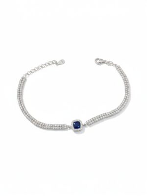 mavi taşlı çift sıra suyolu gümüş bileklik