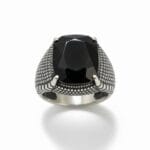 Siyah Zirkon Taşlı Erkek Gümüş Yüzük