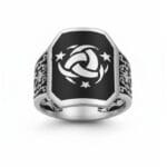 Teşkilat-ı Mahsusa Siyah Zeminli Erkek Gümüş Yüzük