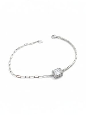 Suyolu ve Geo zincirli zarif baget gümüş bileklik modelimiz