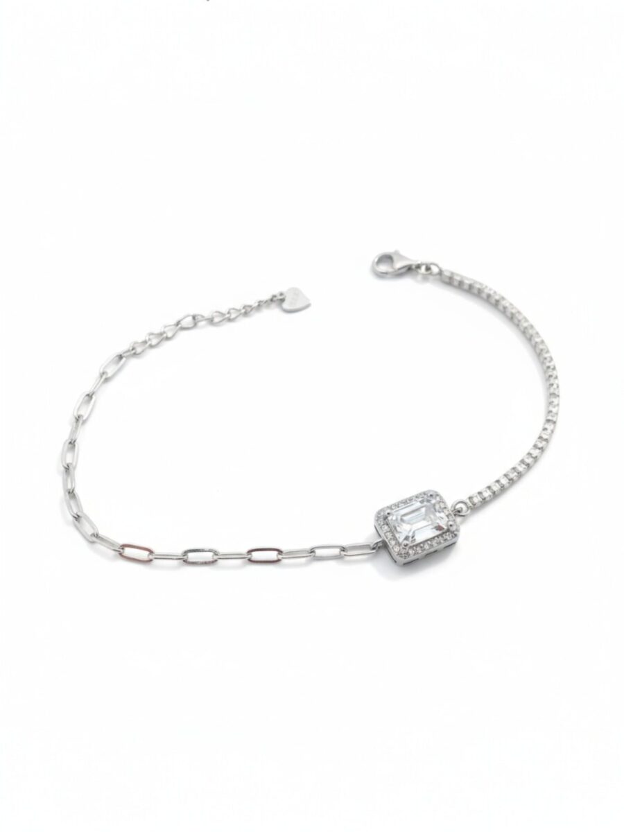 Suyolu ve Geo zincirli zarif baget gümüş bileklik modelimiz