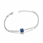Mavi Taşlı Yonca Kadın Gümüş Bileklik