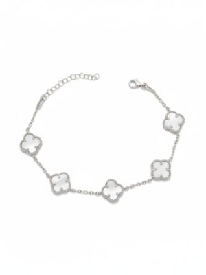 5 motifli sedefli gümüş van cleef bileklik