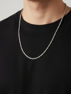 2.5mm rodyumlu kare kral zincir