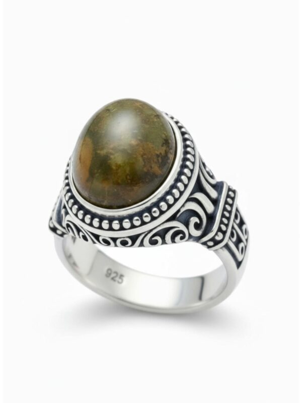 Alternative view of Damla Kehribar Taşlı 925 Ayar Gümüş Yüzük