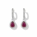 Kırmızı Damla Taşlı Gümüş Küpe