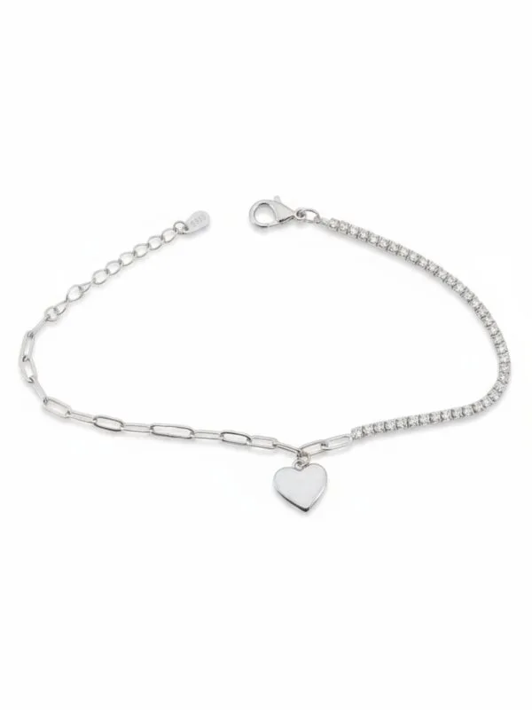 kalp charmları suyolu gümüş kadın bileklik