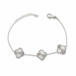 Üçlü Lazer Kesim Yonca Gümüş Bileklik