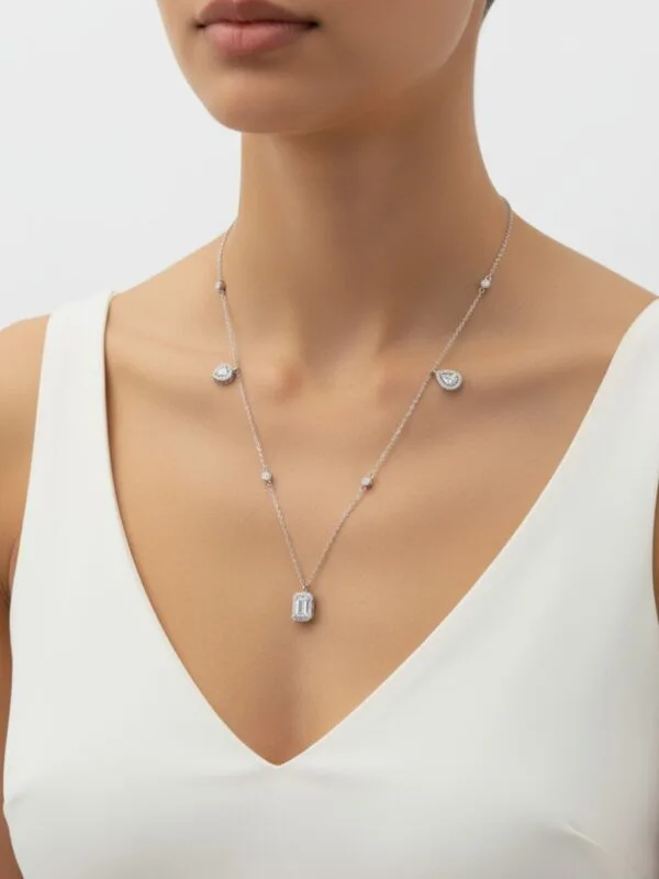 zirkon taşlı baget kadın kolye