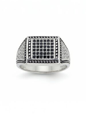 zirkon taşlı özel tasarım erkek gümüş yüzük