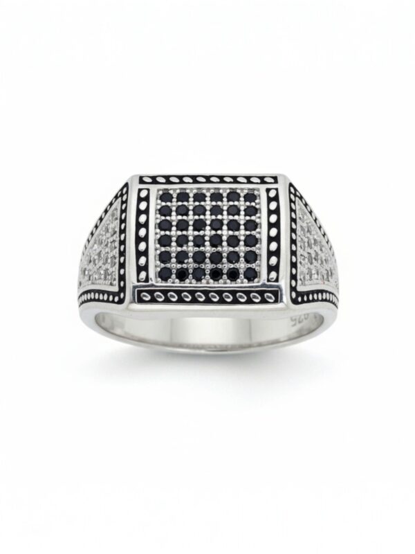 zirkon taşlı özel tasarım erkek gümüş yüzük