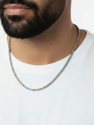 3 mm kare gümüş kral zincir