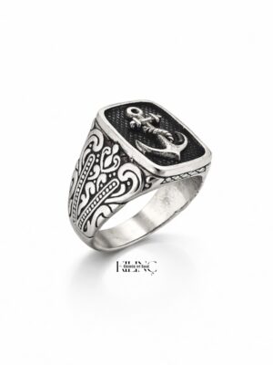 925 ayar gümüş çapa motifli erkek yüzük modelimiz