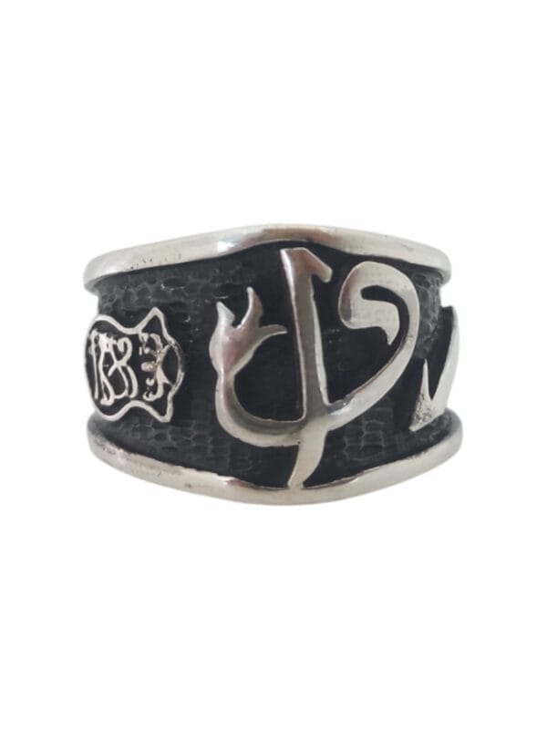 Elif-Vav Oval Siyah Zeminli Erkek Yüzük