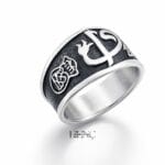 Elif-Vav Oval Siyah Zeminli Erkek Yüzük