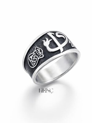 Elif-Vav yazılı siyah zeminli oval erkek yüzük modelimiz