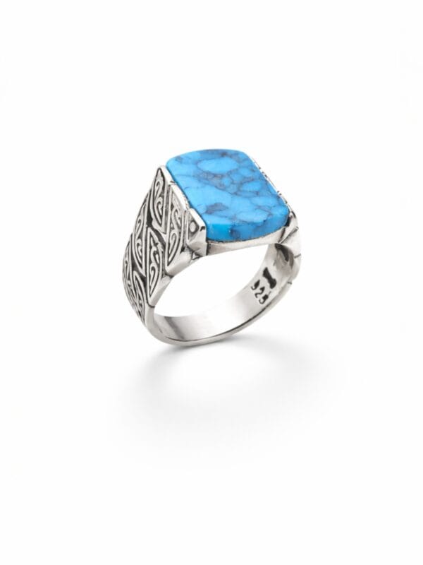 Doğal firuze taşlı erkek yüzük modelimiz