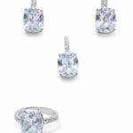 İce Cut Büyük Baget Taşlı Üçlü Gümüş Set