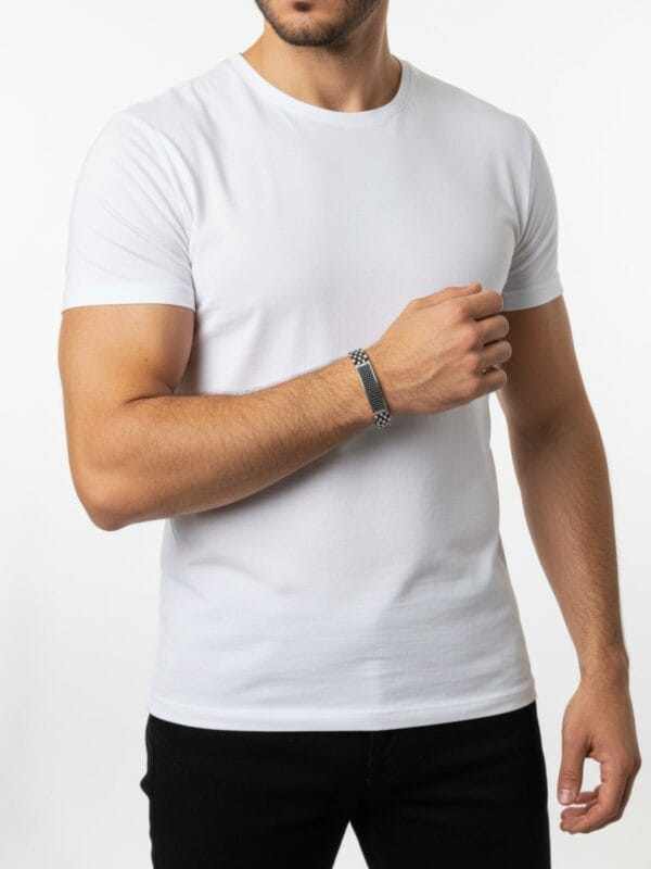 Siyah taşlı siyah renk erkek gümüş künye bileklik modelimiz