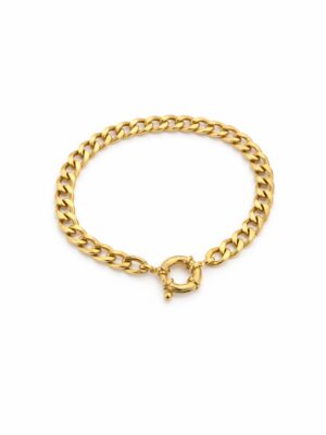 Gurmet zincirden yapılan altın renginde kadın bileklik modelimiz