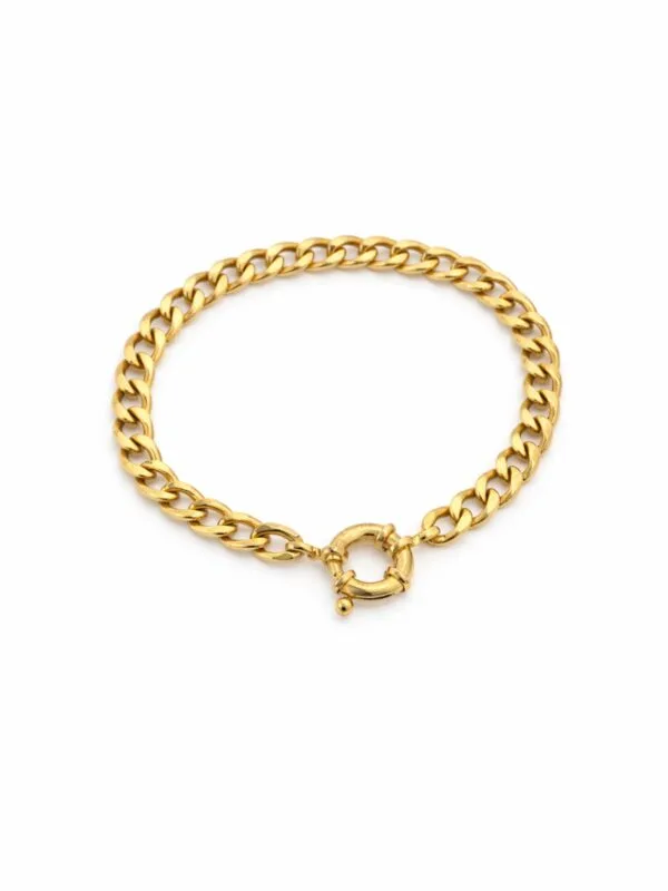 Gurmet zincirden yapılan altın renginde kadın bileklik modelimiz